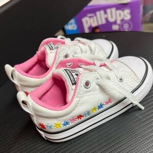 Converse Toddler White and Floral Sneakers